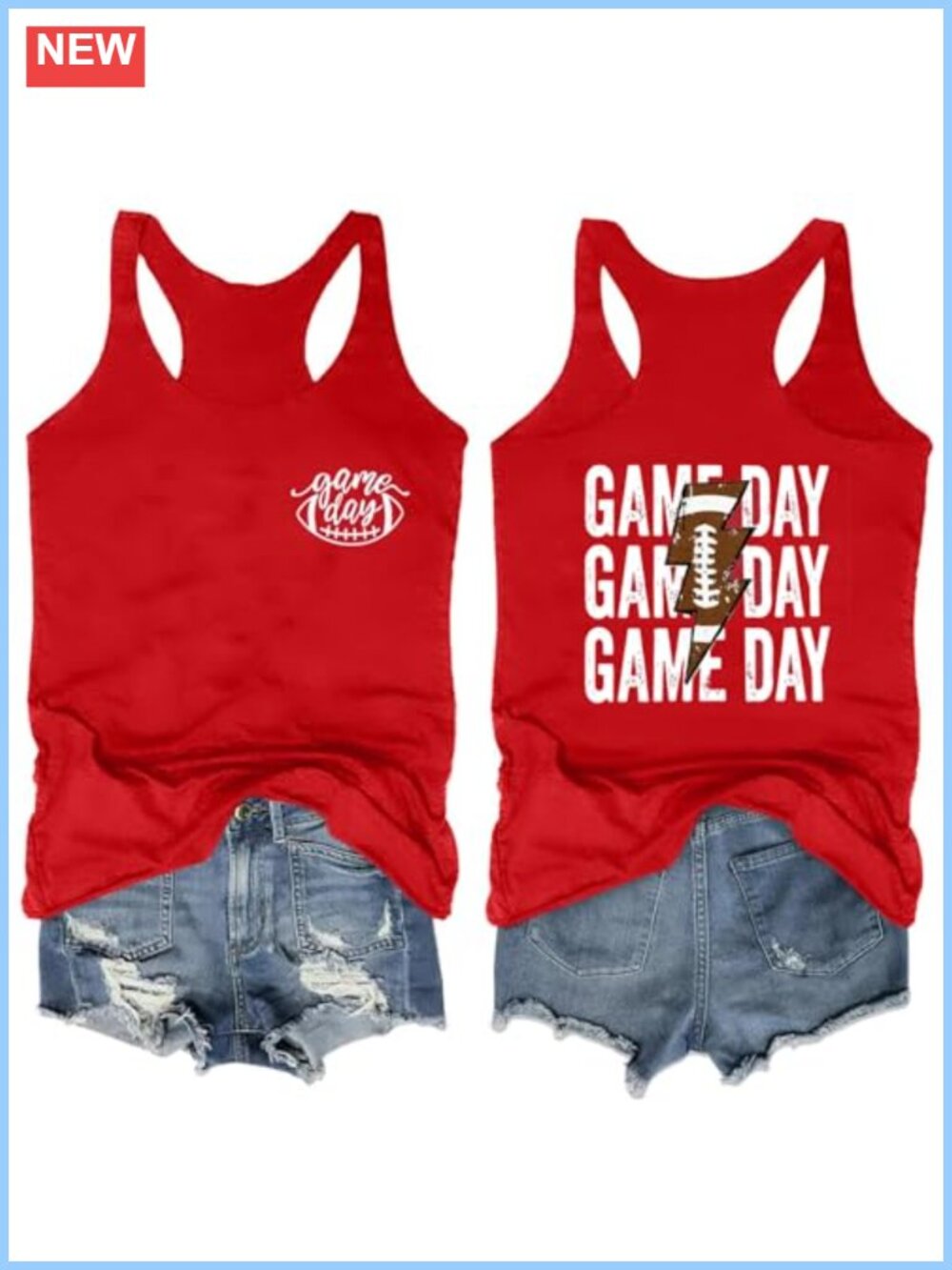 Football Game Day Tank Top Women Cute Graphic Tee Cotton Blend Sleeveless